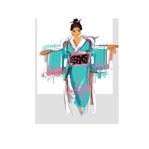 HANDCRAFTED digital art print by me Artistic Kimono Illustration